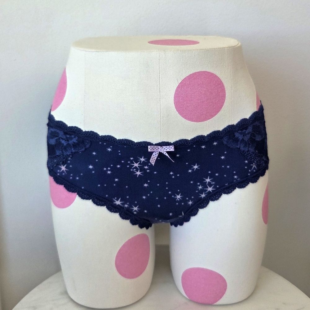 Victoria's Secret Dream Angels Hiphugger Lace Panty Blue NWT Nylon Galaxy Stars - Picture 2 of 11